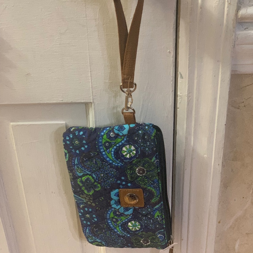 NWT Stone Mountain Blue Paisley Wristlet